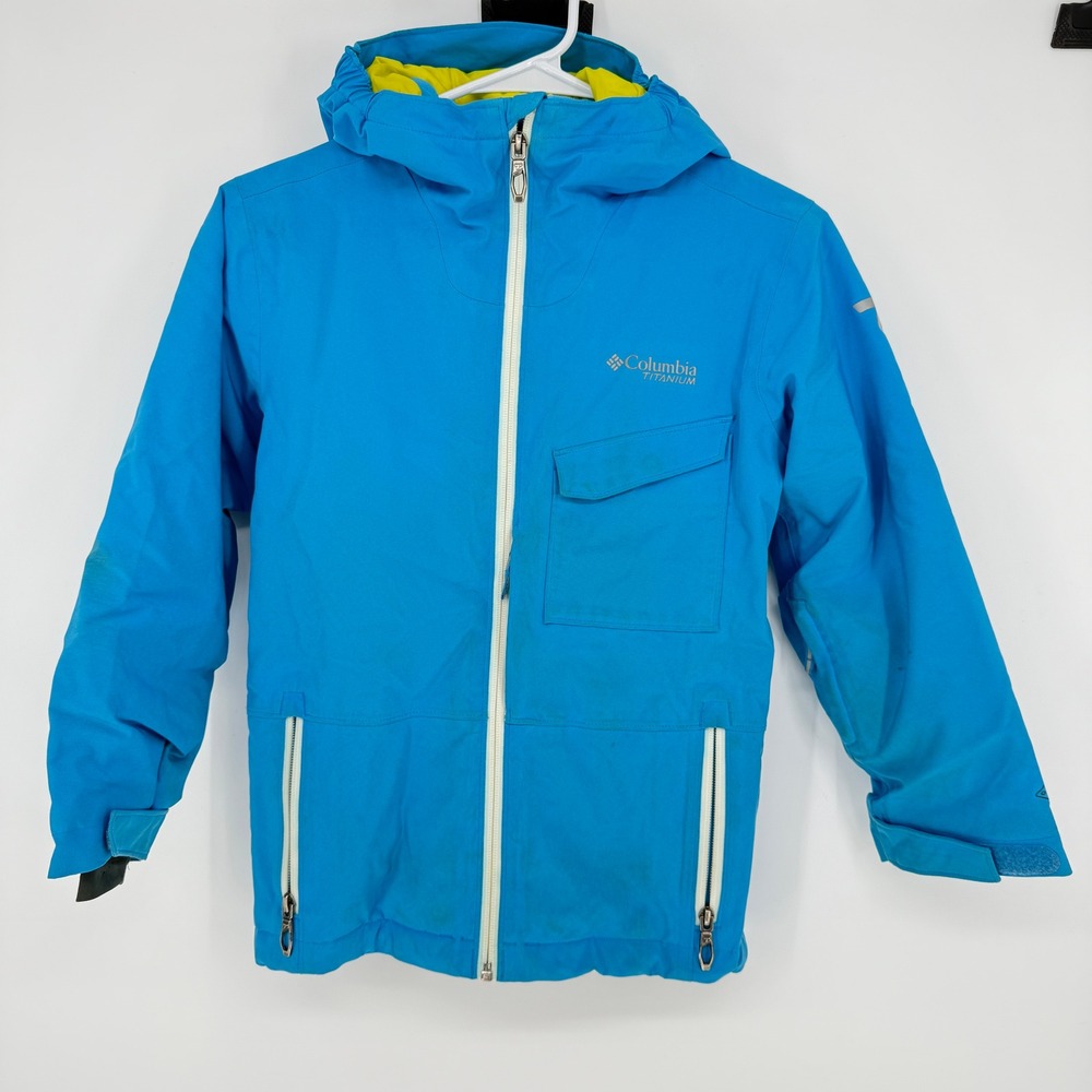 Columbia Omniheat Titanium Ski Jacket Youth‎ XS Blue Hooded Waterproof Snow